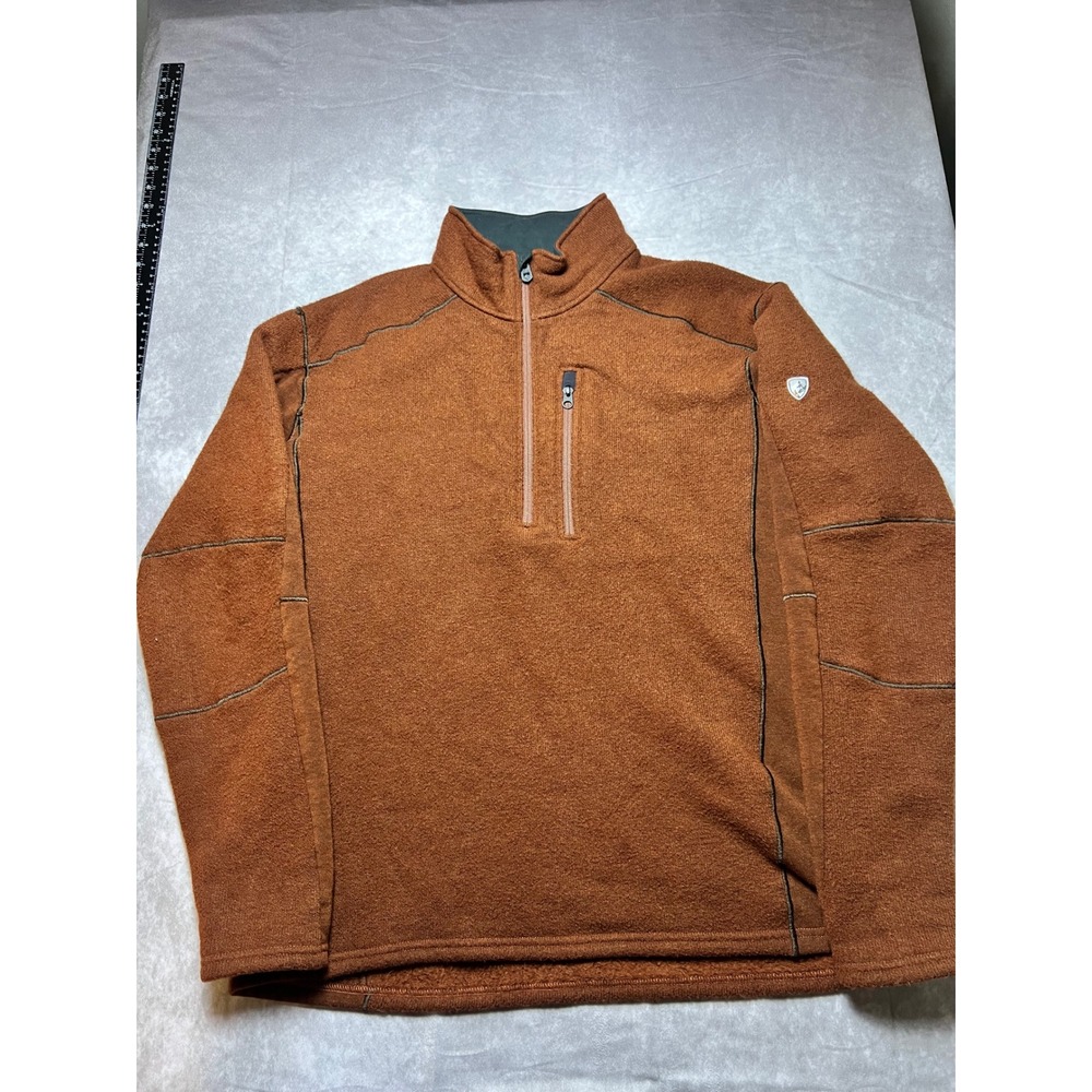 Kuhl Interceptr Pullover Mens XXL Brown Alfpaca Gold Fleece 1/4 Zip Jacket